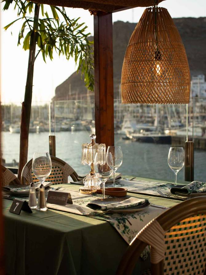 Town views at La Perla Restaurant in Puerto de Mogán